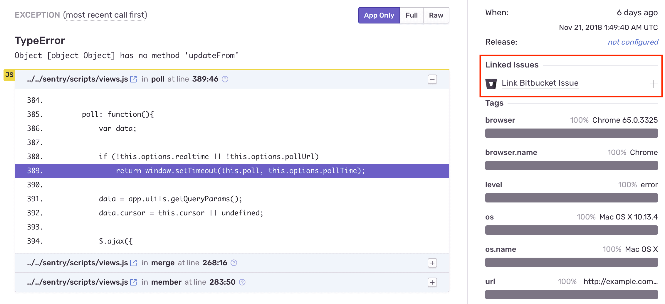 Link BitBucket issue to Sentry issue